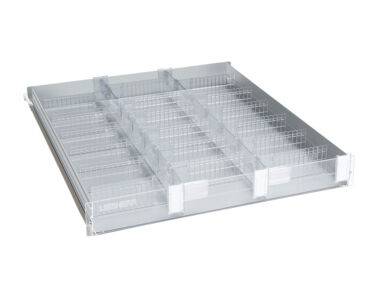 Caractéristiques - Tiroir aluminium (fond plein) façade plexi - dimensions utiles (lxpxh) 486x550x55 mm