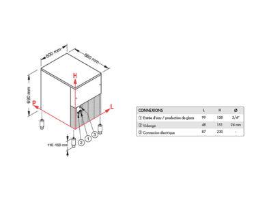 Machine à glace grains 105 kg/24h, réserve 20kg, condenseur air