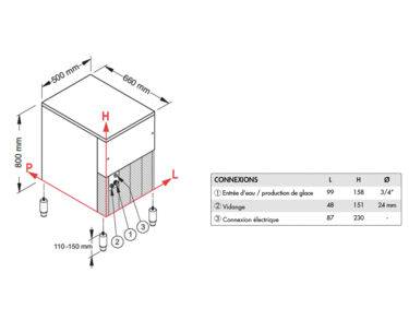 Machine à glace grains 105 kg/24h, réserve 30kg, condenseur air