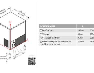 Machine à glaçons pleins 42 kg/24h, réserve 16kg, condenseur air
